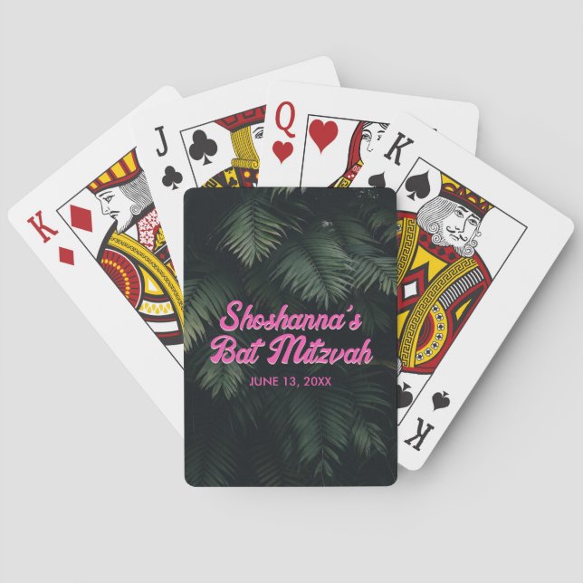 Jeu De Cartes Personnalisé Bat mitzvah de néon tropical Favorise (dos)