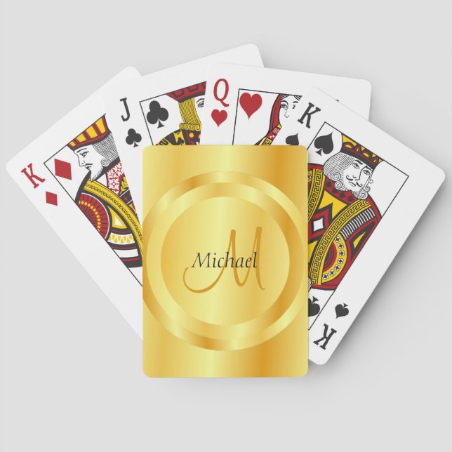 Jeu De Cartes Personnalisé Faux Or Monogramme initial Moderne Él (dos)