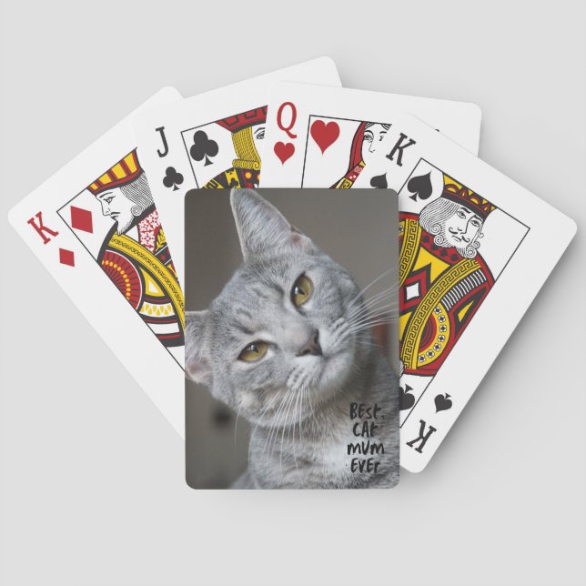 Jeu De Cartes Personnalisé Meilleur chat Maman Toujours Moderne  (dos)