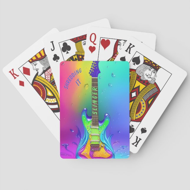 Jeu De Cartes Personnalisé Neon Guitare Musique Lover Jouer des  (dos)