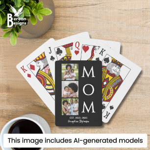 Jeu De Cartes Personnalisé Noir Blanc 3 Photo Maman Établie