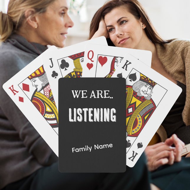 Jeu De Cartes Personnaliser "ÉCOUTER" & Nom de famille B&W Game (Créateur téléchargé)