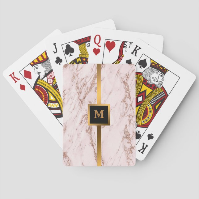 Jeu De Cartes Personnaliser en marbre Parties scintillant rose R (dos)
