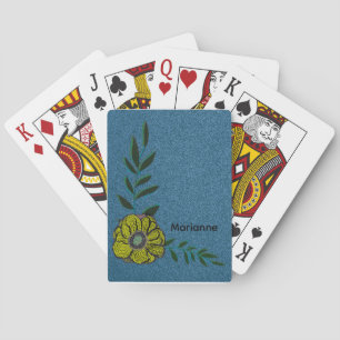 Jeu De Cartes Personnaliser le texte, arrière - plan bleu, Flora