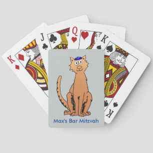 Jeu De Cartes Personnalisez le cadeau de chat de Mitzvah Kippah