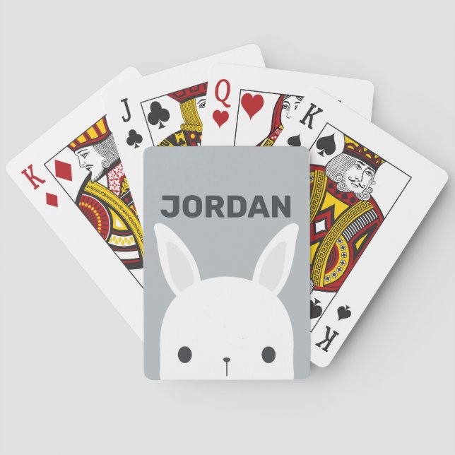 Jeu De Cartes Petit lapin de lapin mignon avec nom personnalisé (dos)