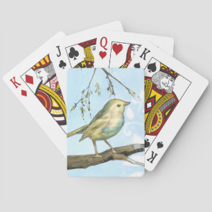 Jeu De Cartes Petit oiseau jaune perché sur une branche regardan