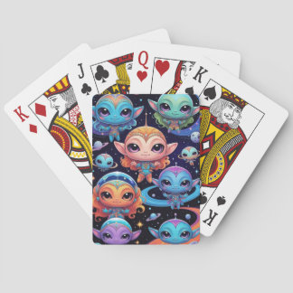 Jeu De Cartes Petits Aliens multicolores dans l'espace