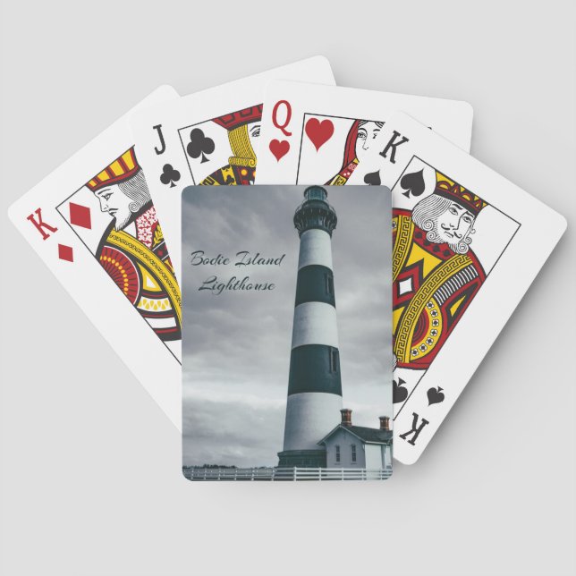 Jeu De Cartes Phare de Bodie Island noir et blanc (dos)