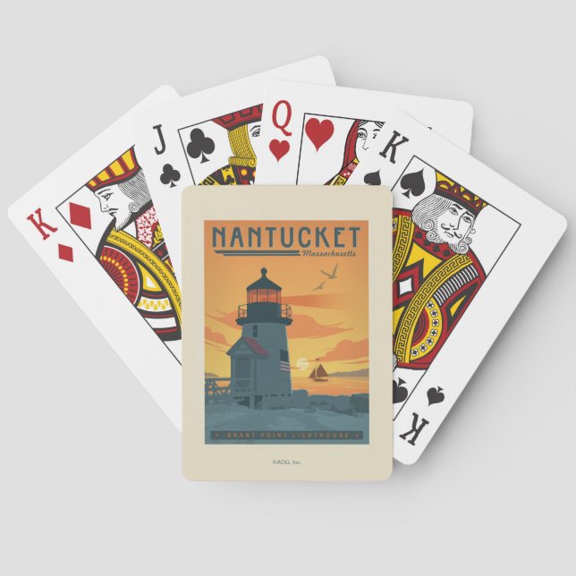 Jeu De Cartes Phare de Brant Point | Nantucket MA (dos)
