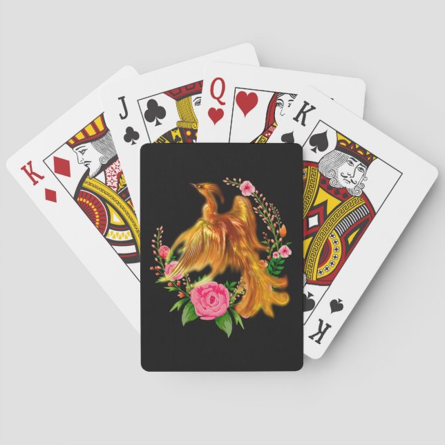 Jeu De Cartes Phoenix Floral Se Lève De L'Imaginaire Des Cendres (dos)