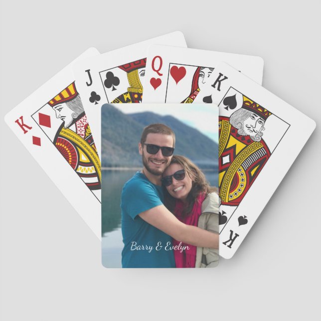 Jeu De Cartes Photo avec texte au bas Personnalisé (dos)