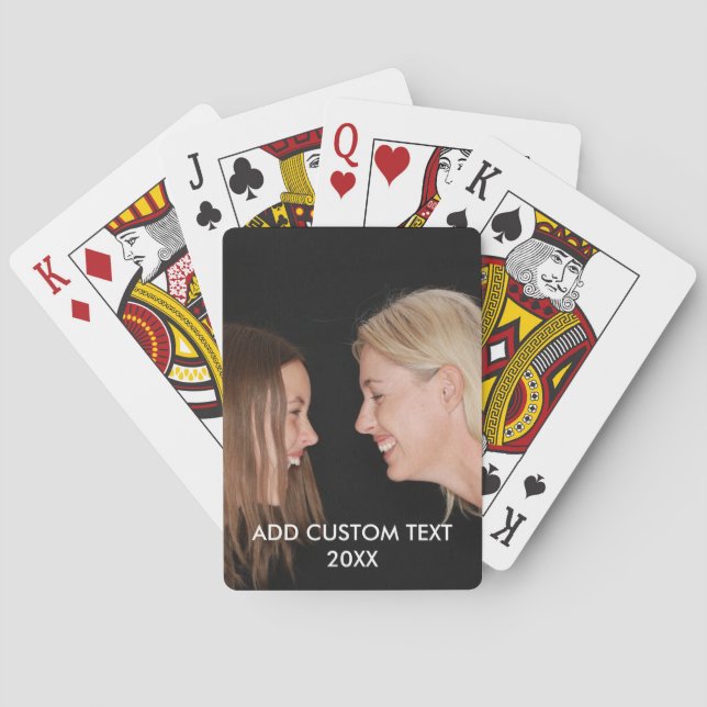 Jeu De Cartes Photo complète - Texte vertical personnalisé (dos)