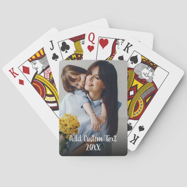 Jeu De Cartes Photo complète - Texte vertical personnalisé (dos)