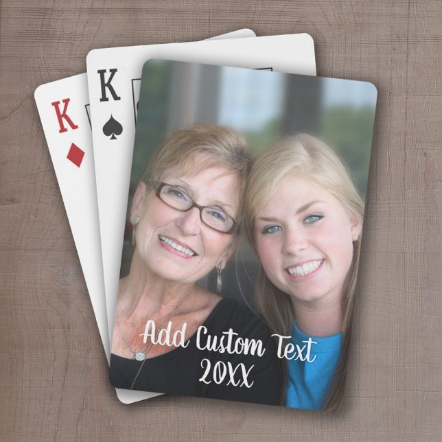 Jeu De Cartes Photo complète - Texte vertical personnalisé (Add your photo to these personalized playing cards)