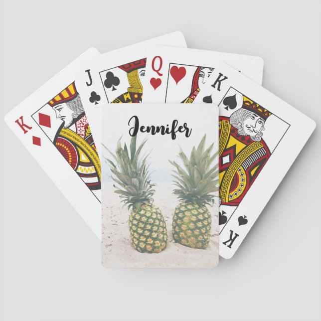 Jeu De Cartes Photo de 2 ananas sur une plage (dos)