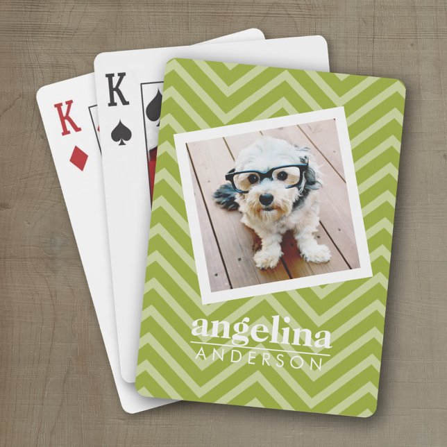 Jeu De Cartes Photo de Chevron Motif et Nom personnalisé (Personalized playing cards)