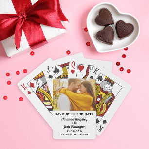 Jeu De Cartes Photo de cœur blanc moderne Économisez la date