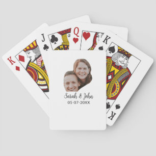 Jeu De Cartes Photo de couple avec nom et date simple mariage 