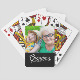 Jeu De Cartes Photo de grand-mère avec écriture moderne noire ét