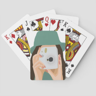 Jeu De Cartes Photo de la fille avec des cheveux noirs