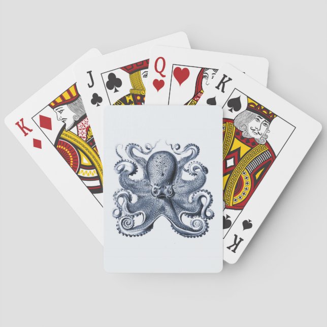 Jeu De Cartes Photo de la marine Blue Octopus par Ernst Haeckel (dos)