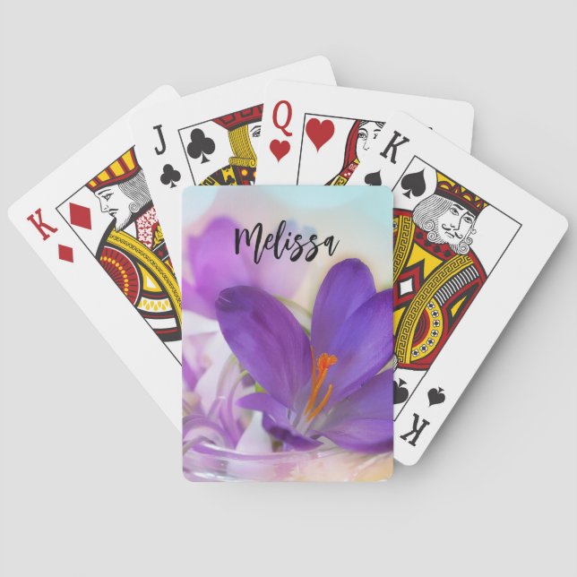Jeu De Cartes Photo d'un joli Crocus de printemps violet (dos)