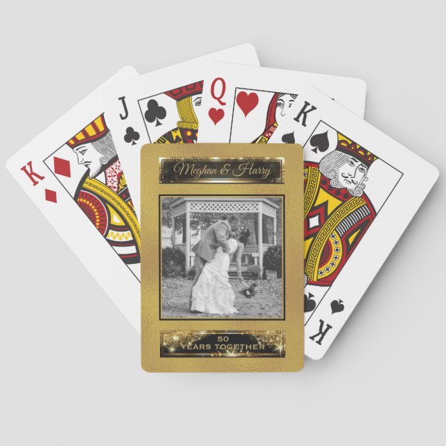 Jeu De Cartes Photo Mariage personnalisée 50e anniversaire d'or (dos)
