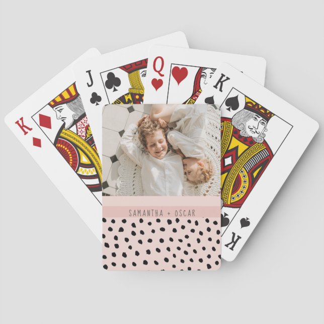 Jeu De Cartes Photo moderne Pastel Rose Nom personnalisé Cadeau (dos)