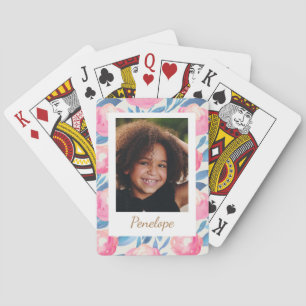 Jeu De Cartes Photo personnalisée avec aquarelle Nom de la bordu