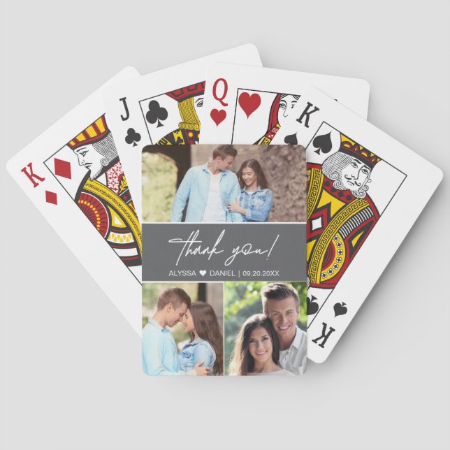 Jeu De Cartes Photo personnalisée Collage Mariage Merci en faveu (dos)