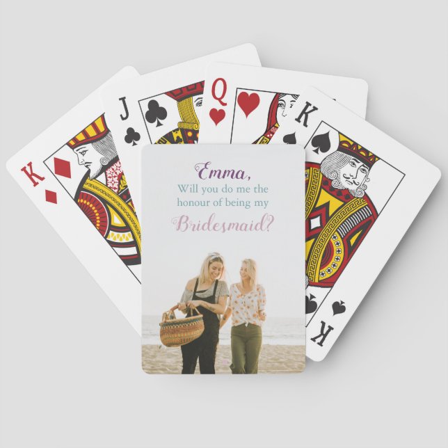 Jeu De Cartes Photo personnalisée de la proposition Bridesmaid (dos)
