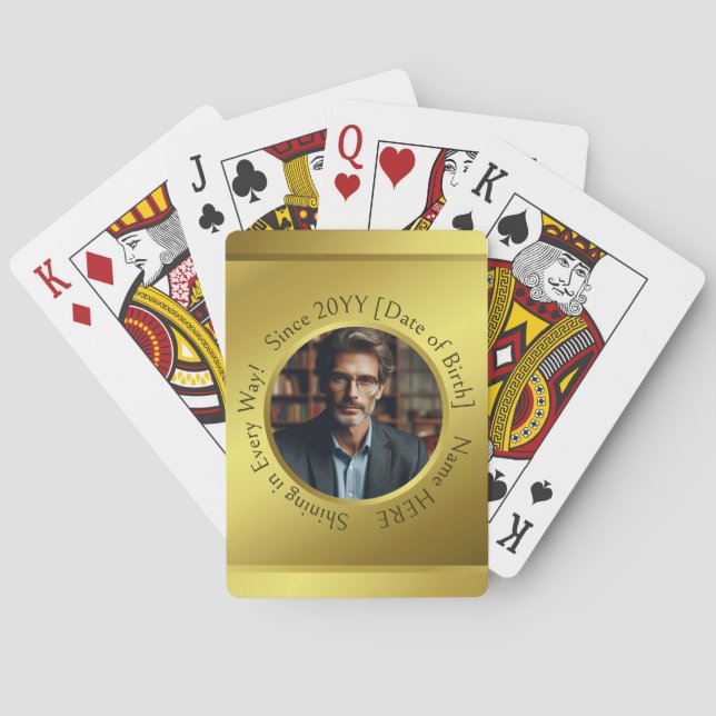 Jeu De Cartes Photo personnalisée et inspirante brillant anniver (dos)