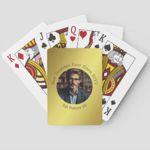 Jeu De Cartes Photo personnalisée Meilleur Grand-Père Ever Gold
