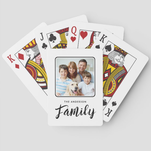Jeu De Cartes Photo Personnalisée Moderne Blanc Classique Jouer  (dos)