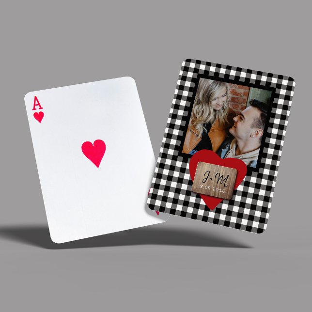 Jeu De Cartes Photo personnalisée Valentines Jour deux initiales (Créateur téléchargé)