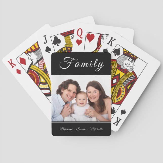 Jeu De Cartes Photo personnalisée Votre nom Black Playing Cartes (dos)