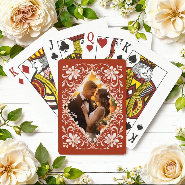 Jeu De Cartes Photo romantique Rouille Rouge Jouer des cartes (Créateur téléchargé)