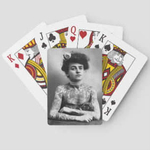 Jeu De Cartes Photo vintage de la dame tatouée jouant aux cartes