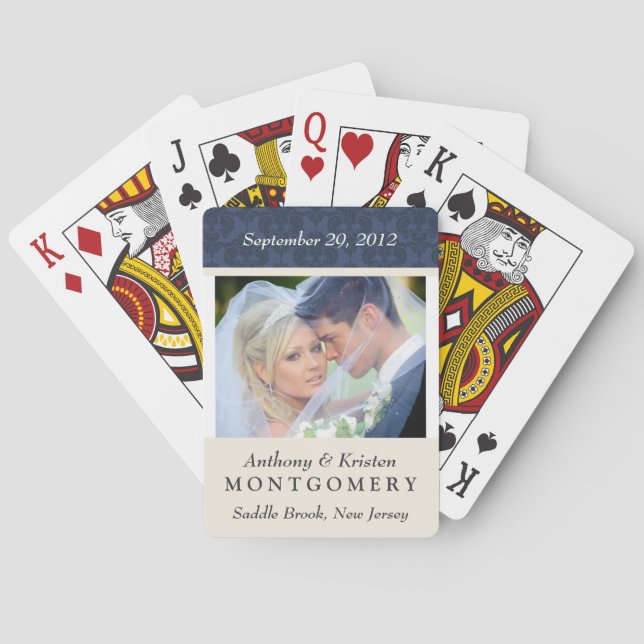 Jeu De Cartes Photo Wedding Damask Personalized Playing Cards (dos)