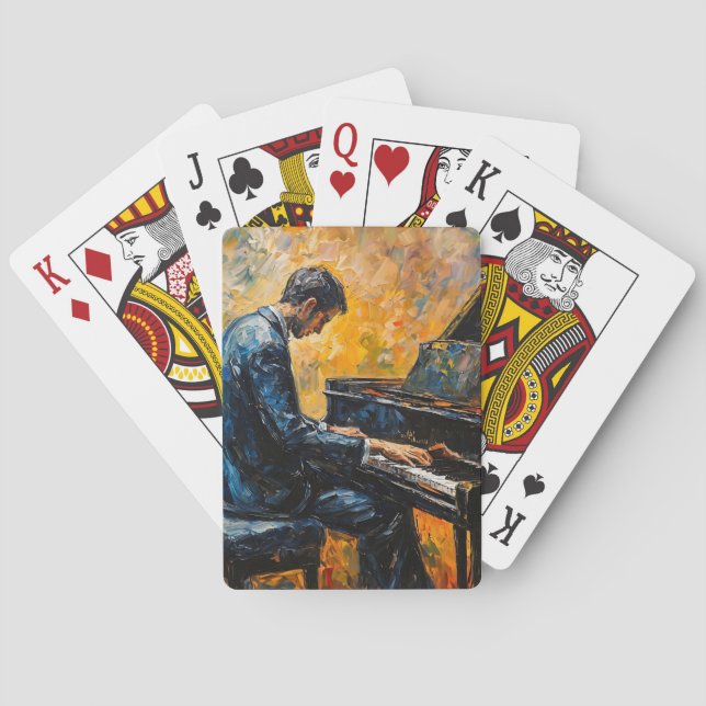 Jeu De Cartes Piano Player - Peinture à l'huile (dos)