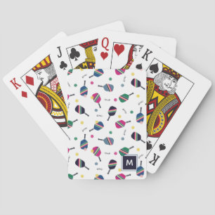Jeu De Cartes Pickleball Personnalisé Monogramme Bleu Vert Rose