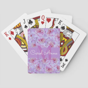 Jeu De Cartes Pies roses Monogramme violet Floral