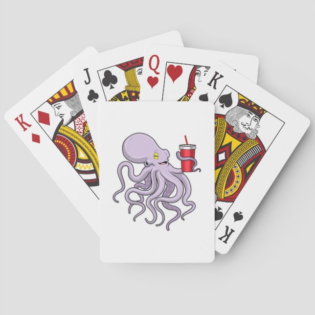 Jeu De Cartes Pieuvre avec tasse à boire (dos)