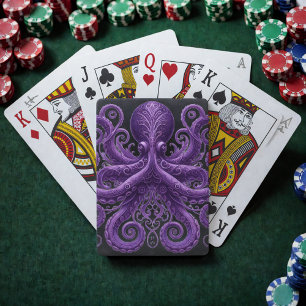 Jeu De Cartes Pieuvre violette victorienne Steampunk Kraken 