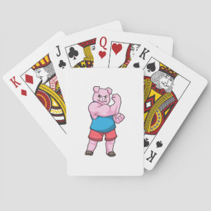 Jeu De Cartes Pig comme Bodybuilder avec grand bras Supérieur