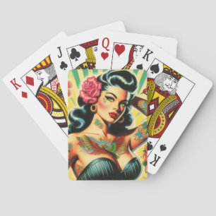 Jeu De Cartes Pinceau de tatouage rétro Old School