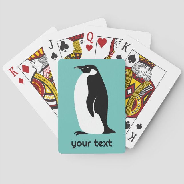 Jeu De Cartes Pingouin Aqua Noir Blanc CUSTOM Animal Cute (dos)