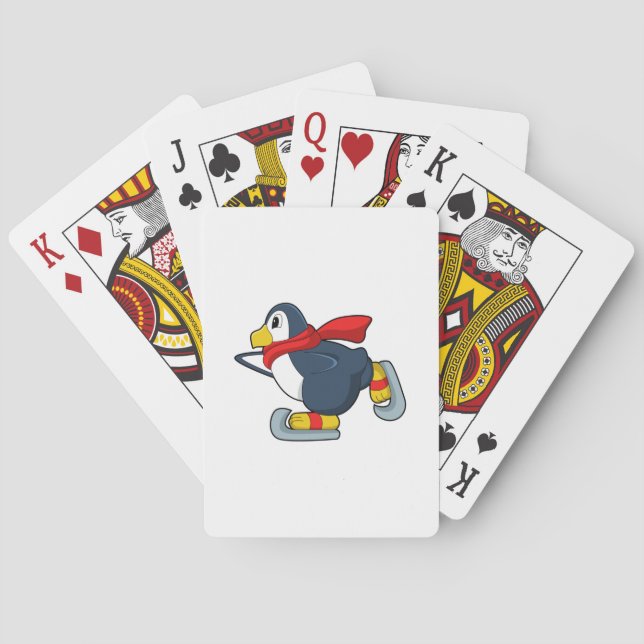 Jeu De Cartes Pingouin au patinage sur glace avec patins sur gla (dos)