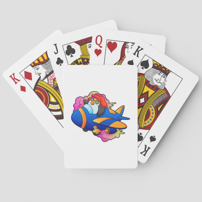 Jeu De Cartes Pingouin comme pilote avec avion (dos)